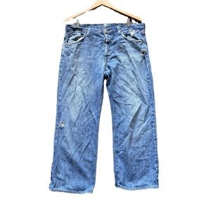 7 For All Mankind Light Blue Relaxed Men's Jeans Made in USA 36x27 button fly
